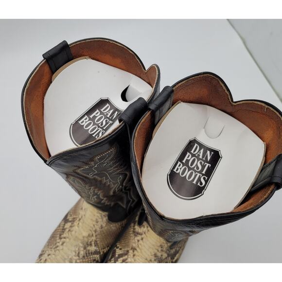 Dan Post Boots Mens Size 11 D Tan Black Western Cowboy Python Snakeskin DP3036 - Picture 5 of 16